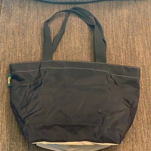 Herve Chapalier Black and Tan Zippered Tote Bag